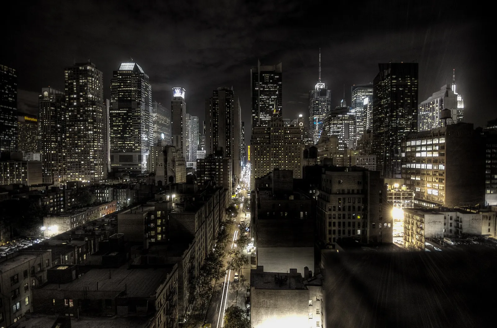 Vista nocturna de Nueva York