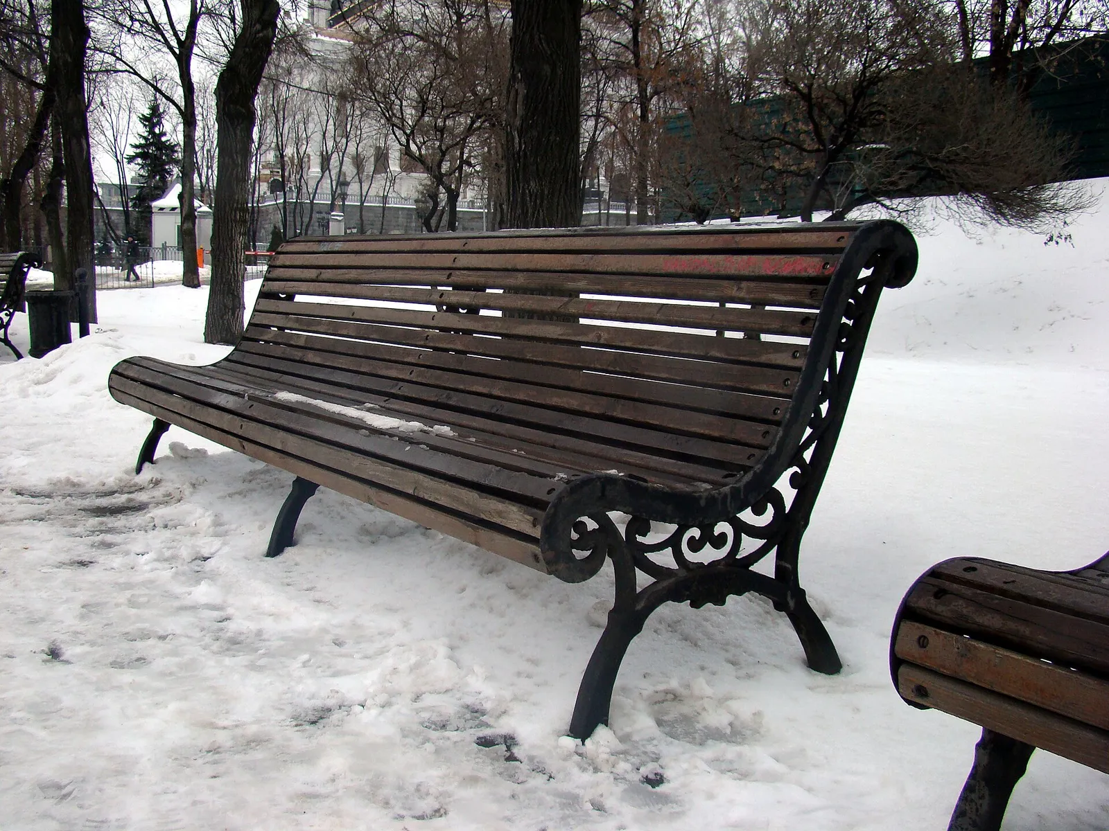 Un banco vacío en un parque